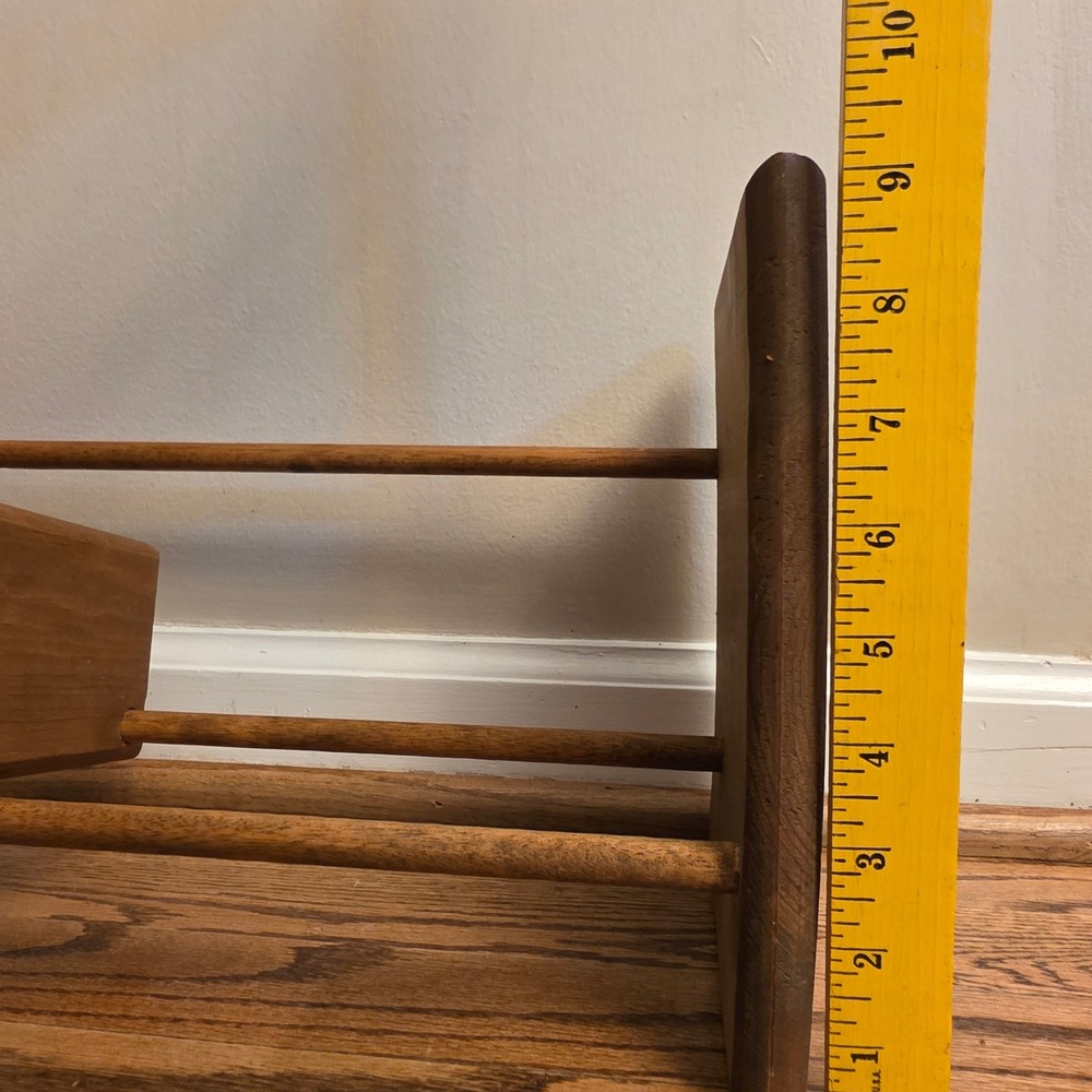 Vintage Wood Spindle Cook Book Rack Adjustable Sliding Divider 18" Stand Only - Picture 5 of 6